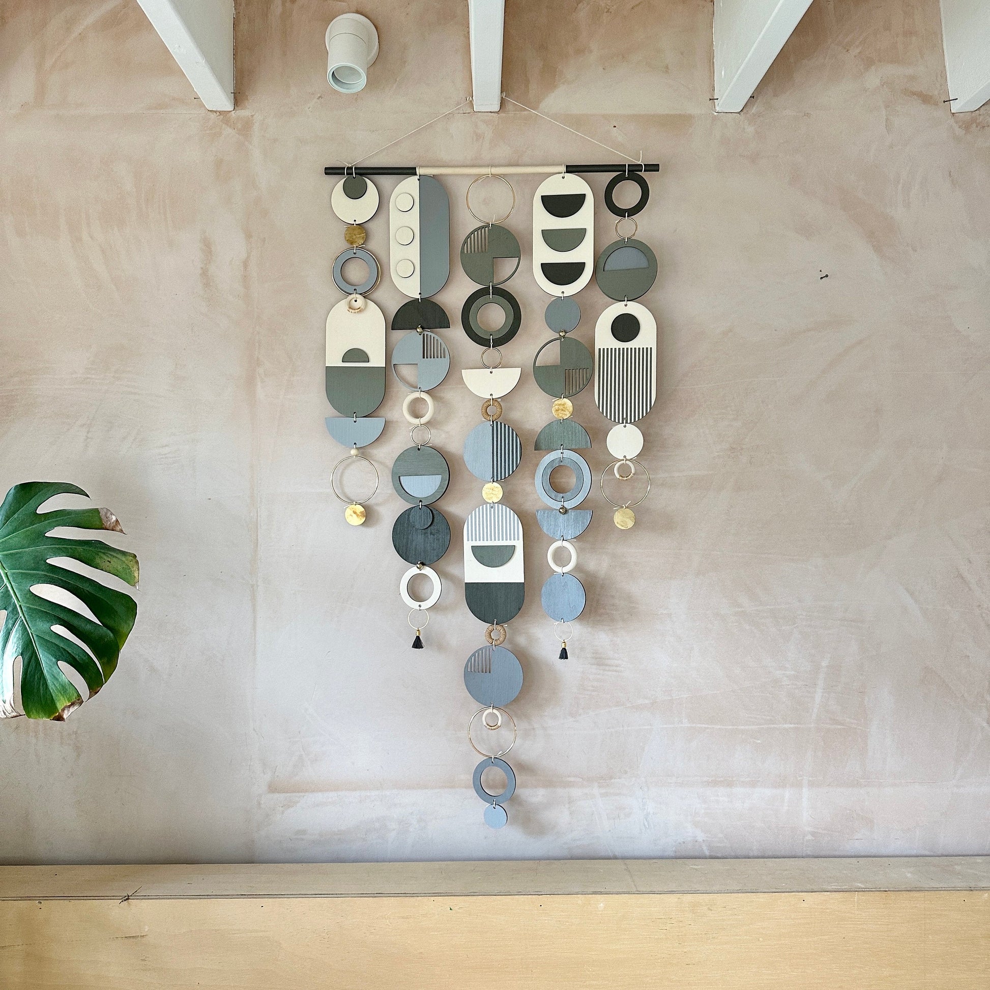 Large Black and Grey Hand Painted Wall Hanging Modern Art