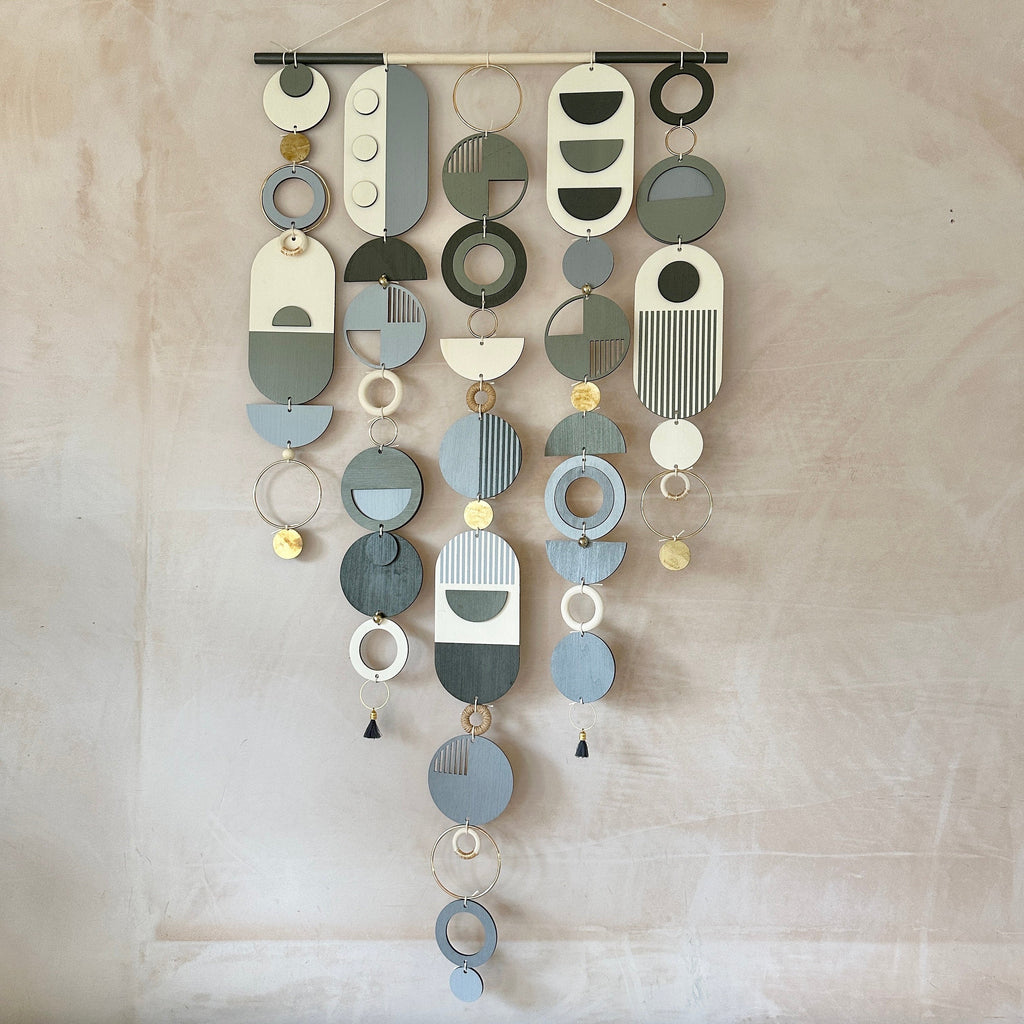 Large Black and Grey Hand Painted Wall Hanging Modern Art