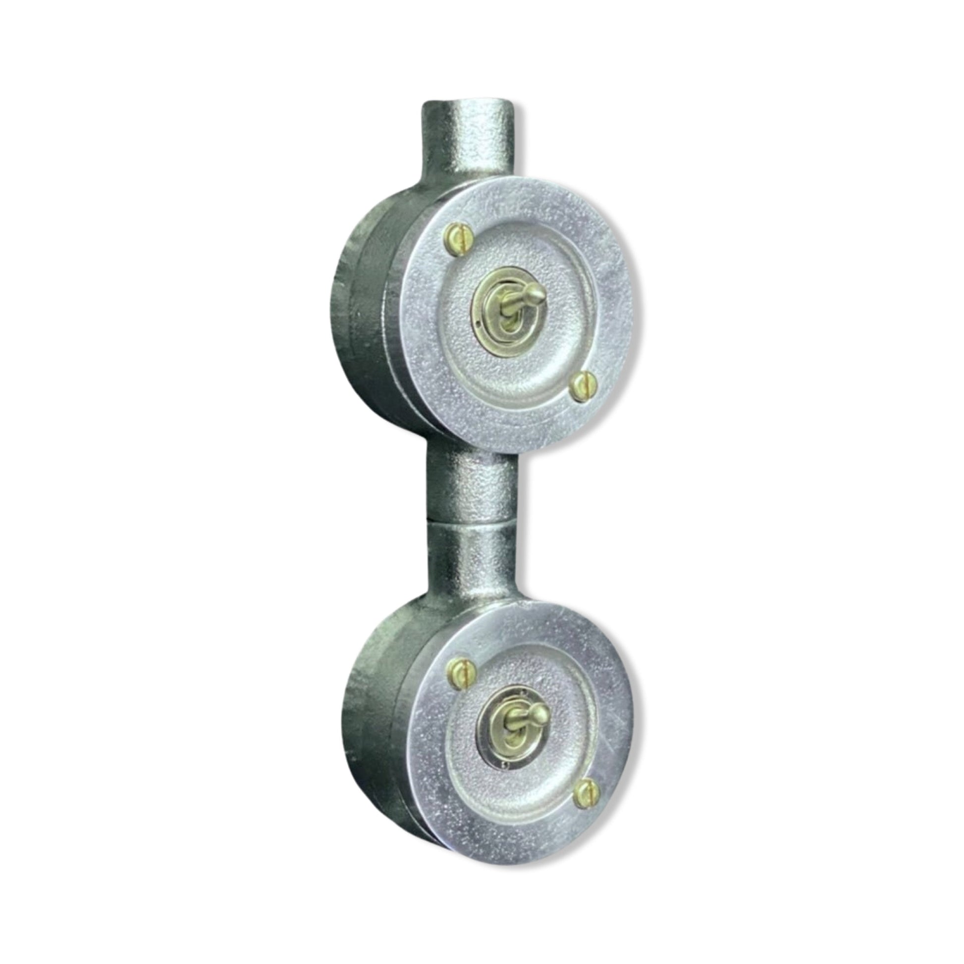 Double Gang 2 Way Industrial Vintage Cast Metal Light Switch