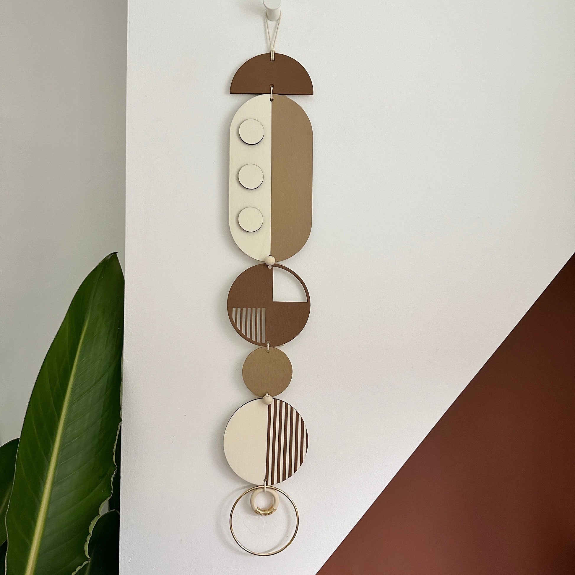 Brown Geometric Wall Hanging Modern Art Mid Century Decor