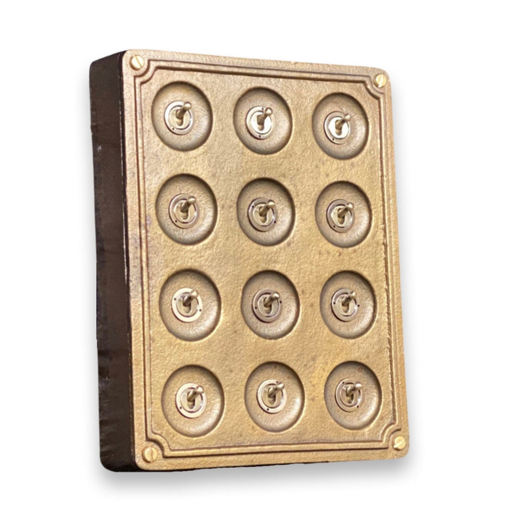 12 Gang 2 Way Bronze Cast Metal Surface Mount Light Switch Vintage Industrial