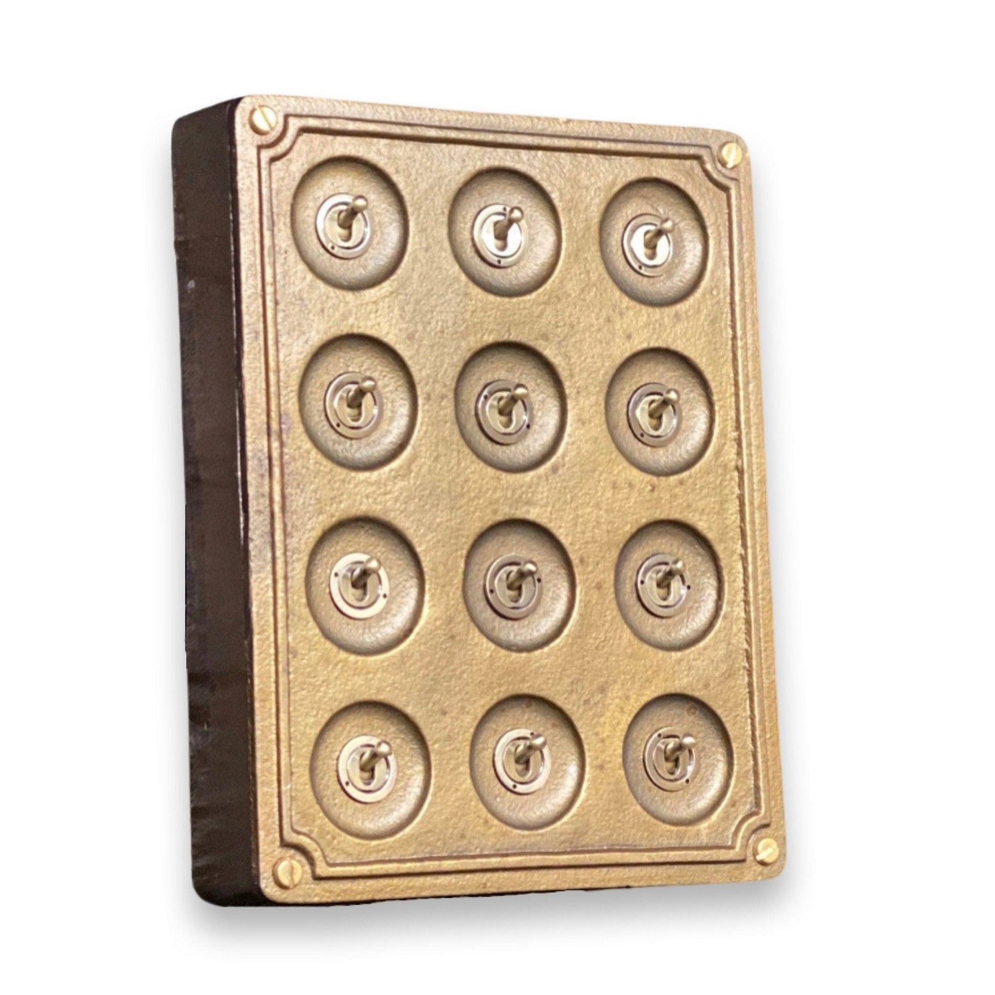 12 Gang 2 Way Bronze Cast Metal Surface Mount Light Switch Vintage Industrial