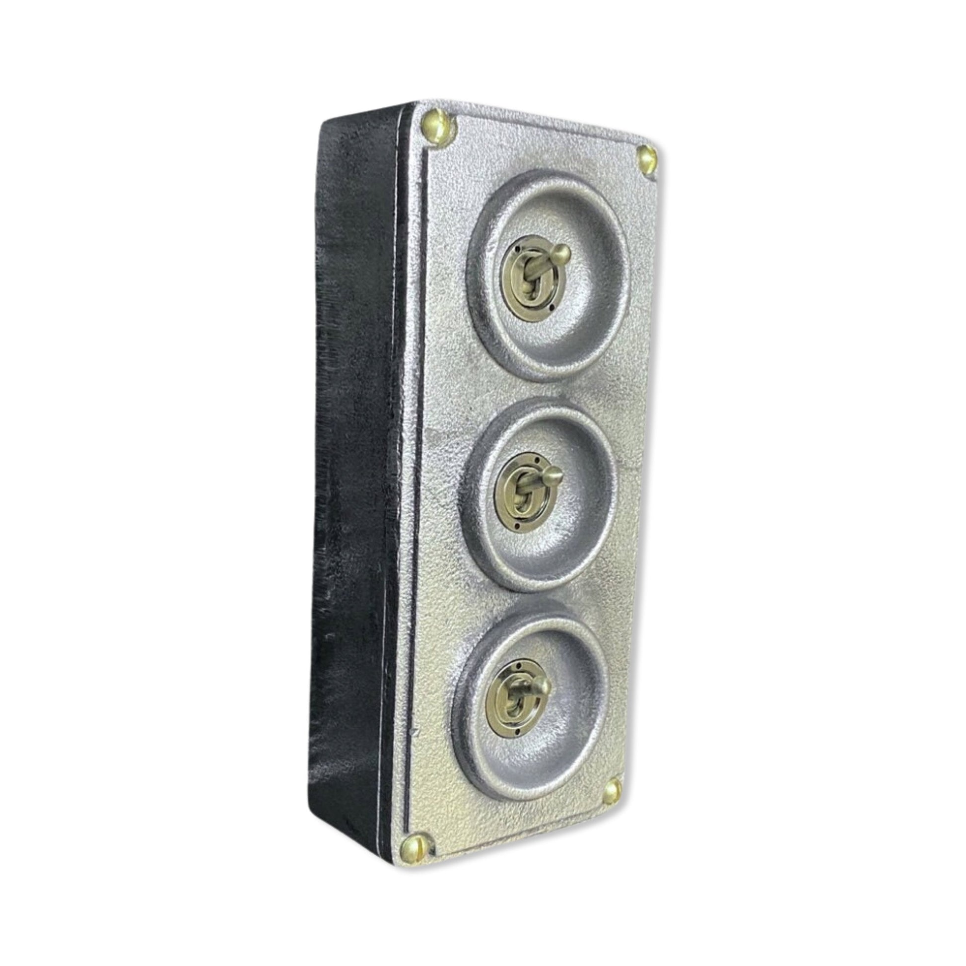 3 Gang 2 Way Cast Metal Surface Mount Light Switch Vintage Industrial