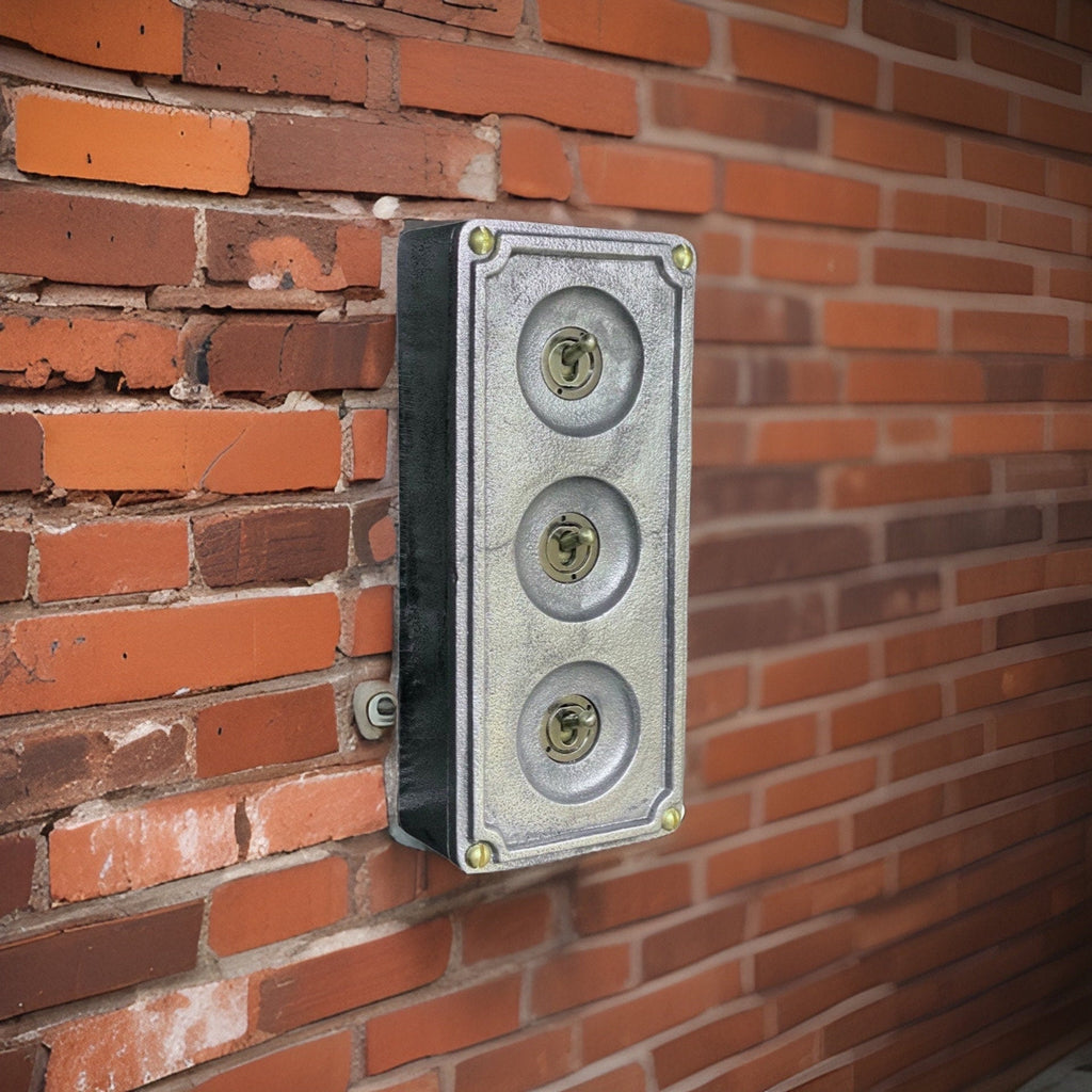 3 Gang 2 Way Cast Metal Surface Mount Light Switch Industrial Vintage