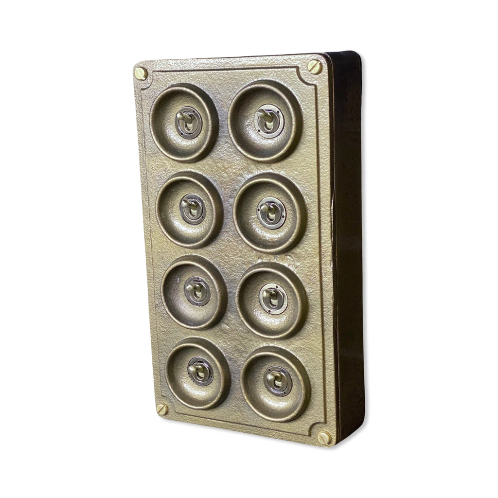 8 Gang 2 Way Bronze Cast Metal Light Switch Vintage Industrial Style