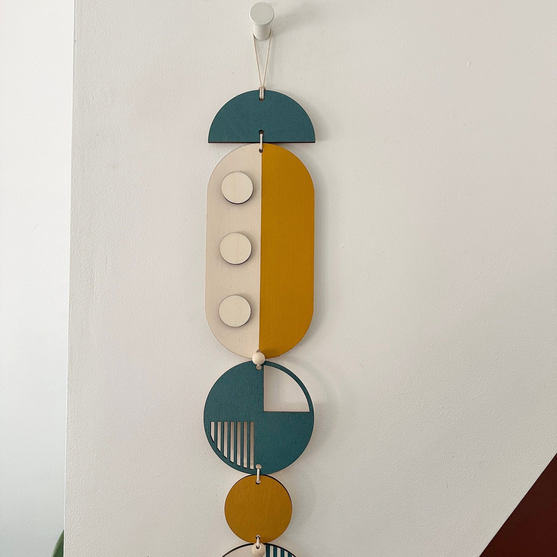 Mustard Geometric Wall Art Modern Wood Hanging