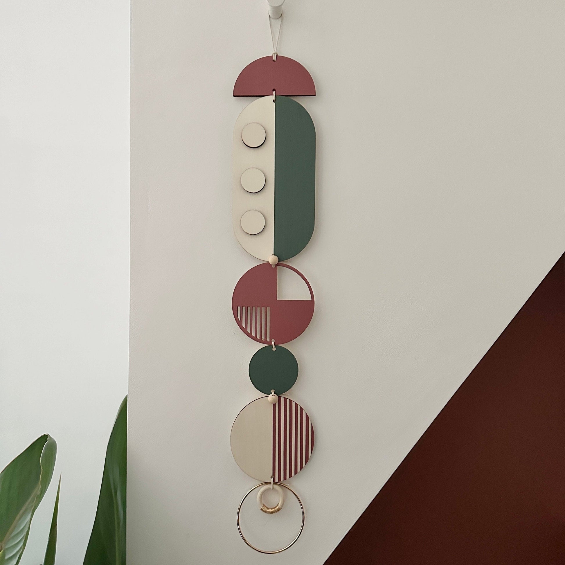 Modern Retro Geometric Wall Art with Gold Metal Details