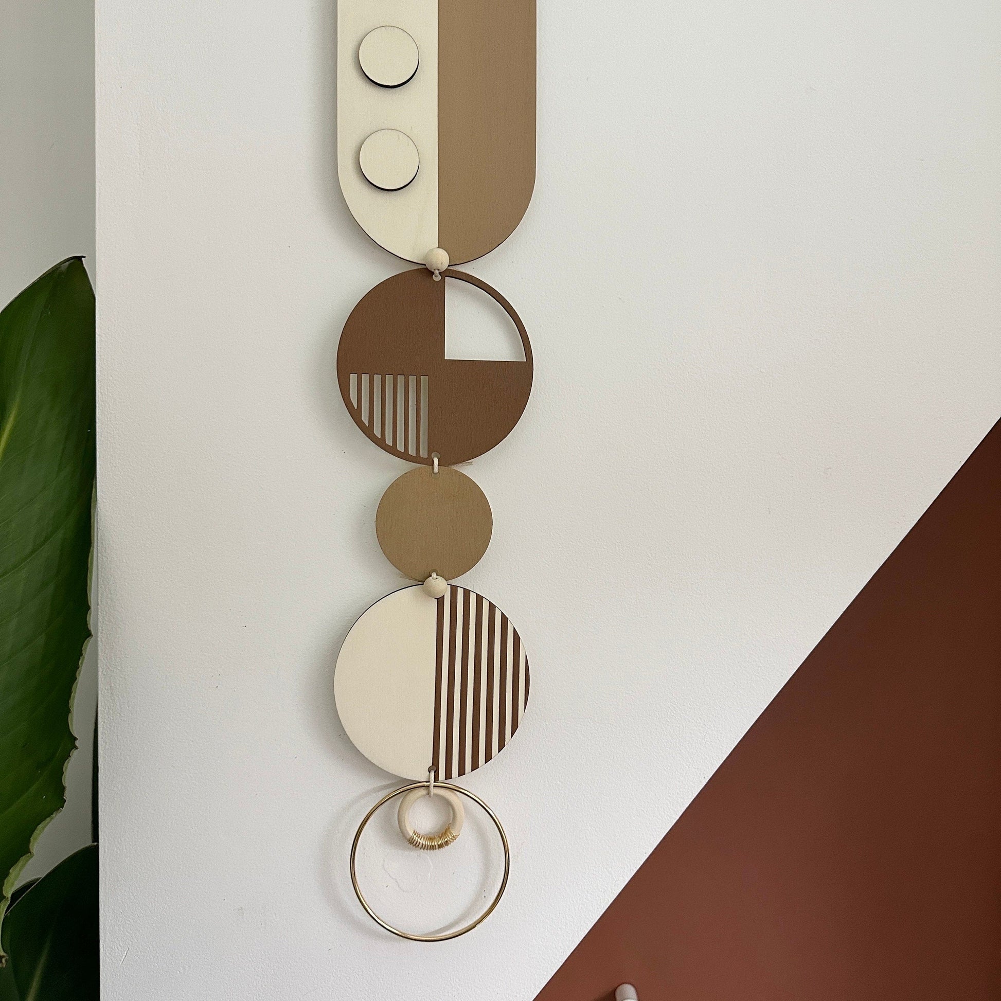 Brown Geometric Wall Hanging Modern Art Mid Century Decor