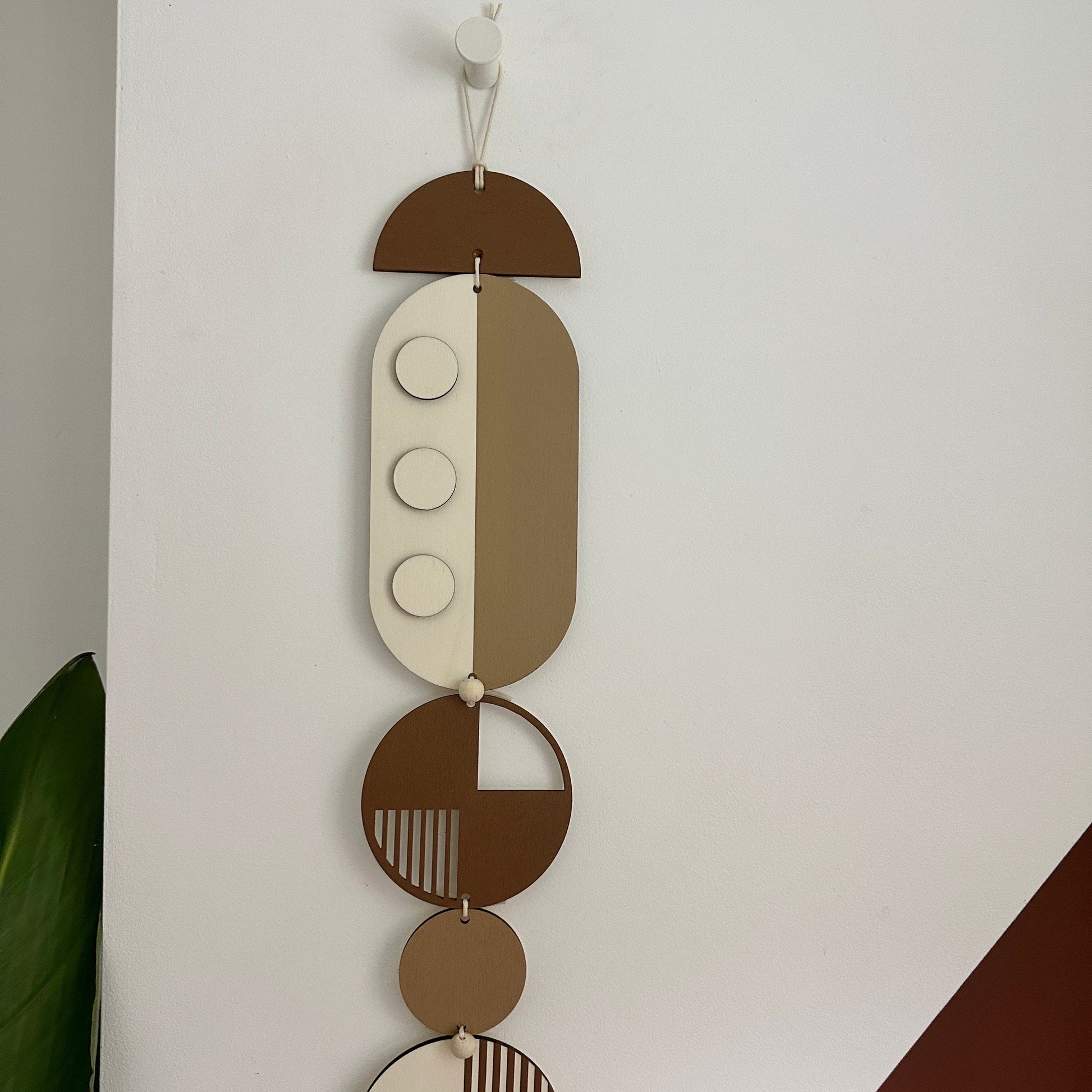 Brown Geometric Wall Hanging Modern Art Mid Century Decor
