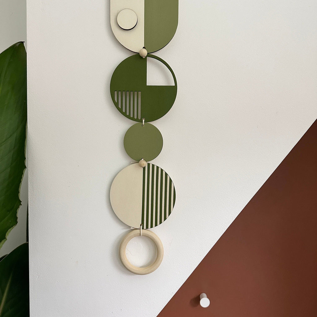 Geometric Modern Wall Art in Green Minimal Home Decor Long Tapestry