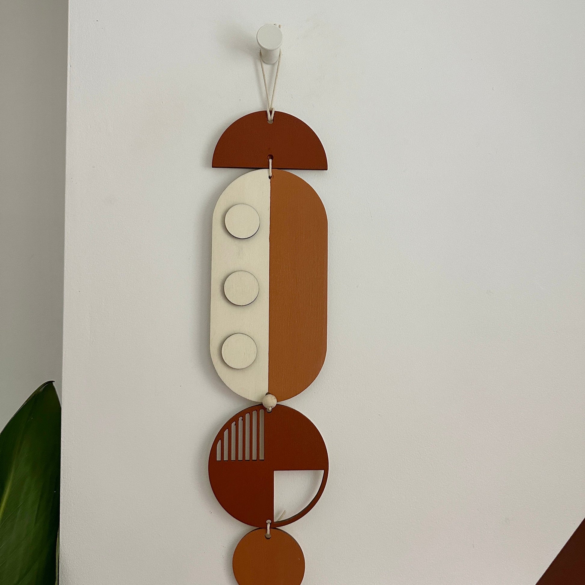 Geometric Wall Art in Pink, Red and Gold Modern Retro Handmade