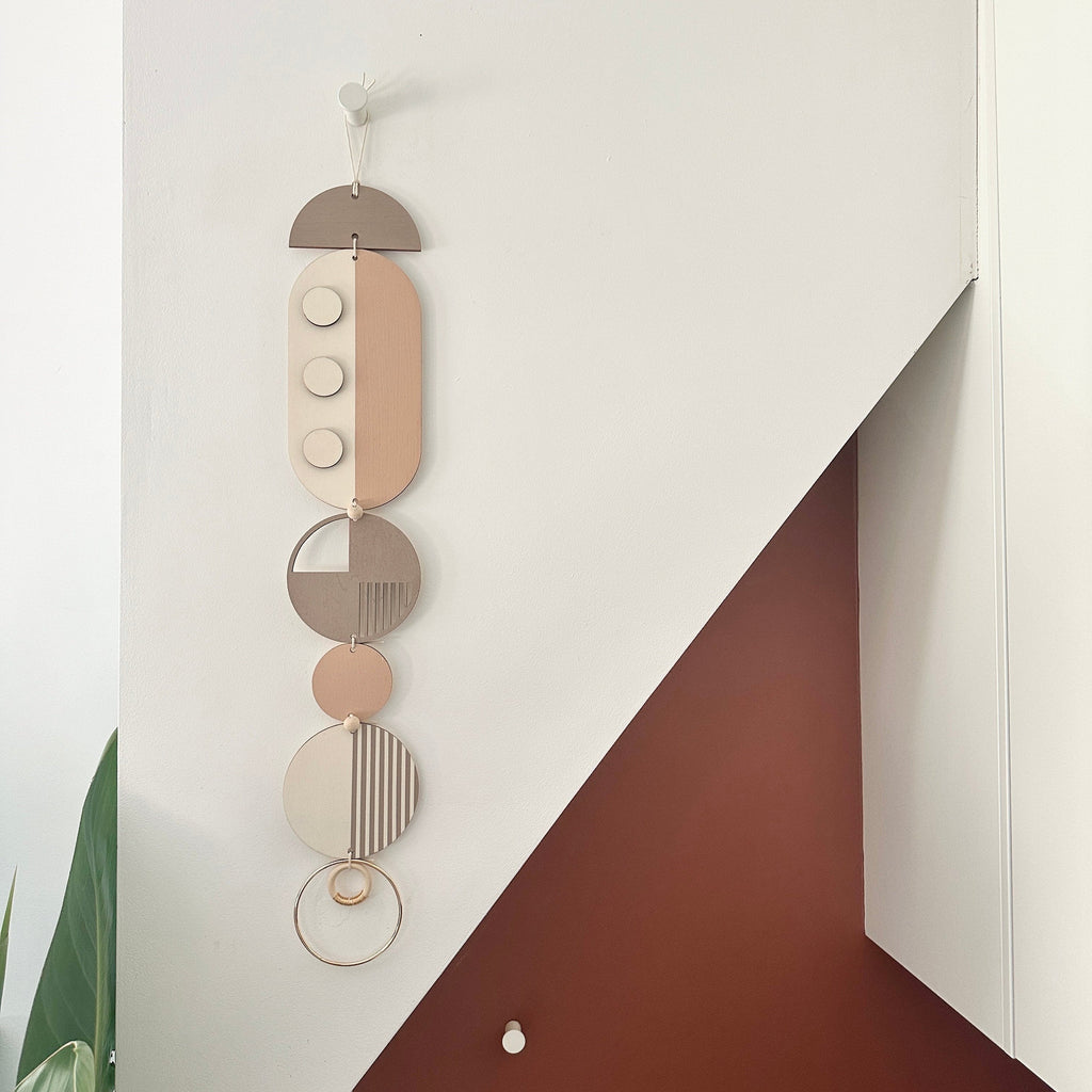 Geometric Soft Pink Wall Hanging Handmade Modern Art