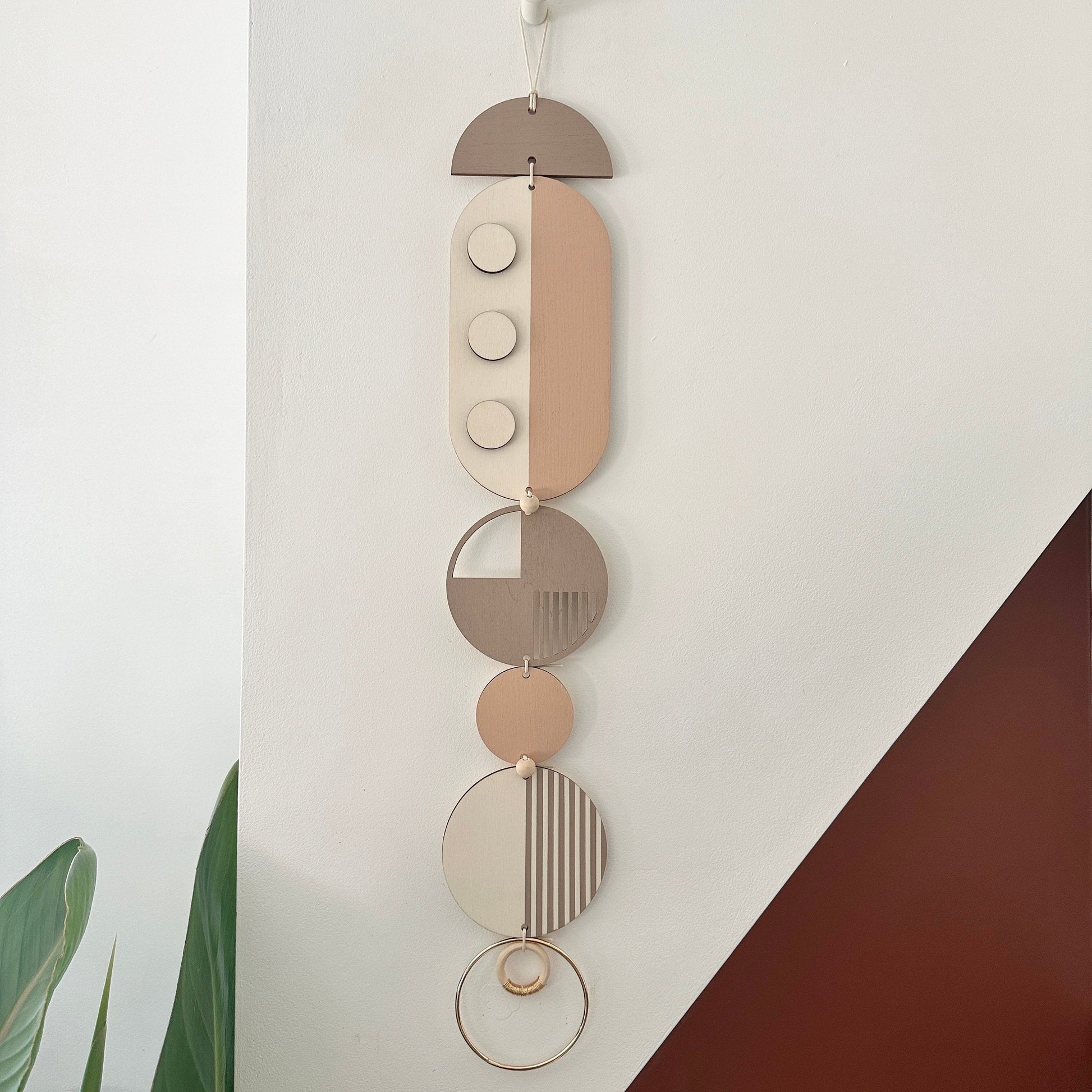 Geometric Soft Pink Wall Hanging Handmade Modern Art