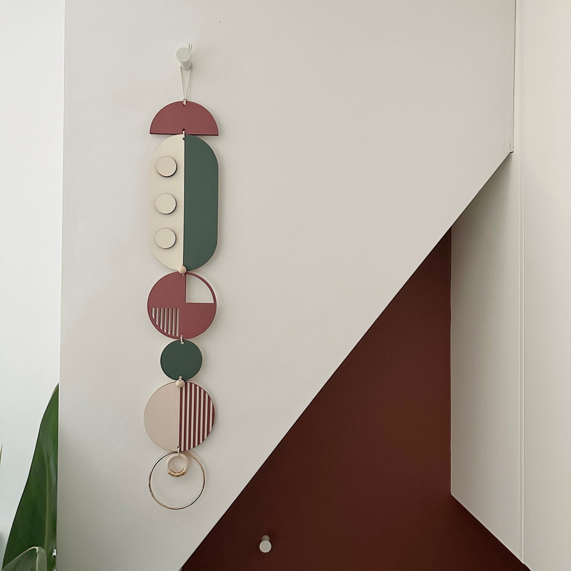 Modern Retro Geometric Wall Art with Gold Metal Details