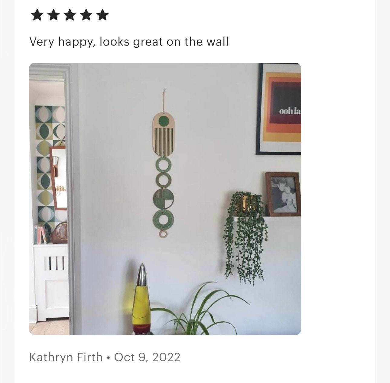 Green Modern Wall Art Wood Hanging Mid Century Decor