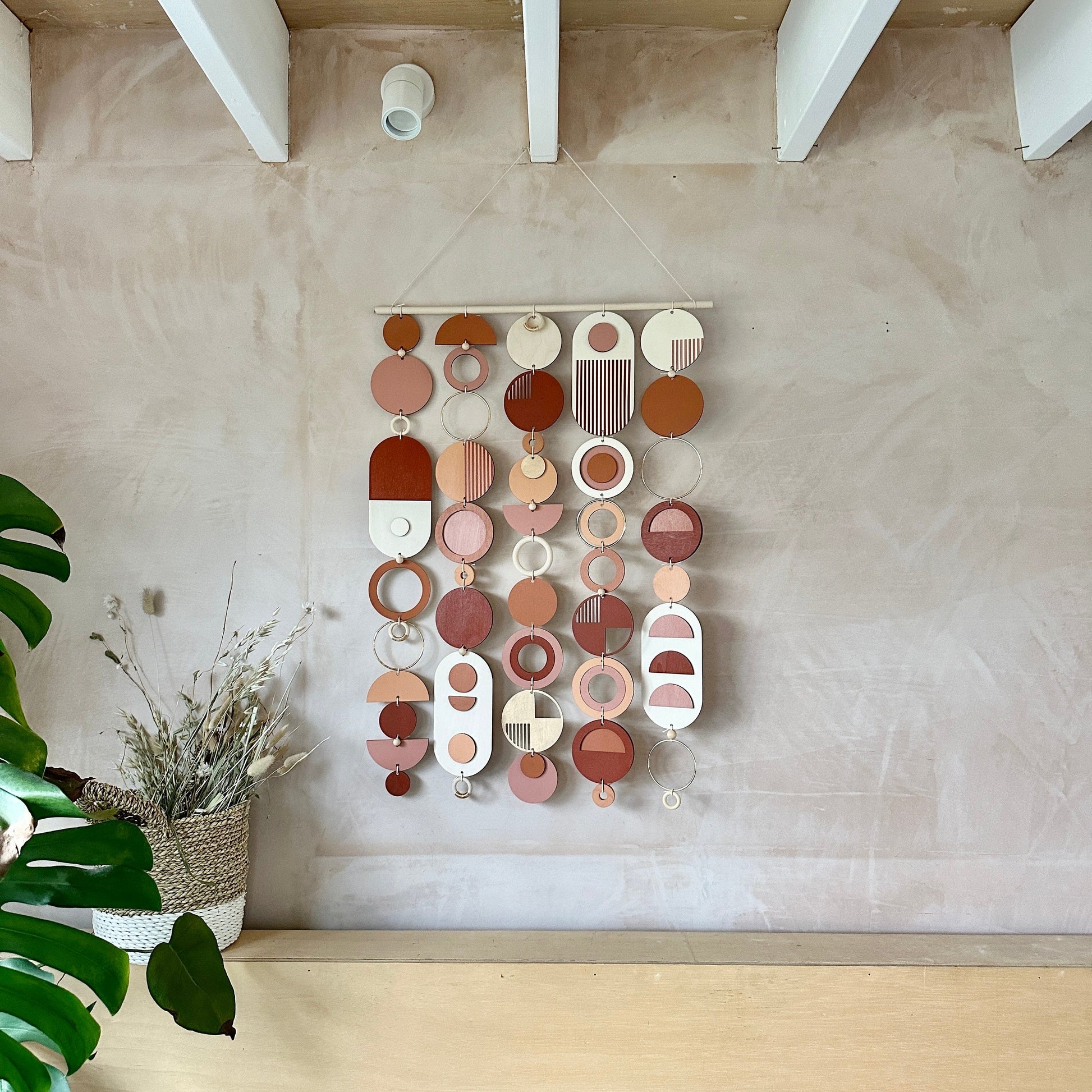 Modern Wall Art Tapestry with Gold Metal Details Large Centre Piece