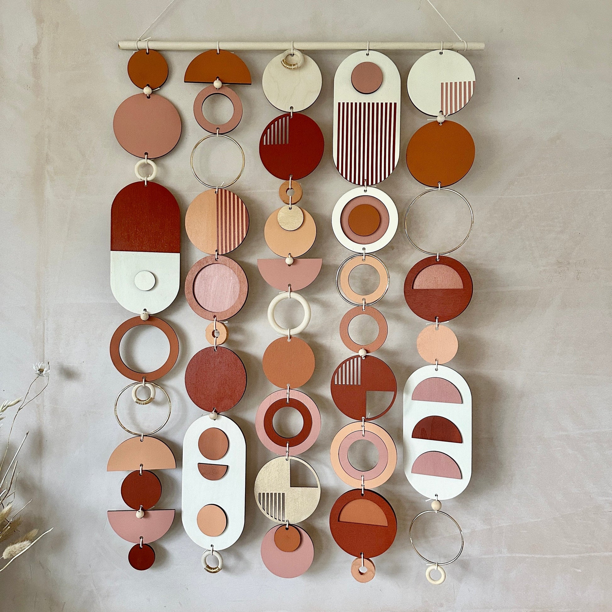 Modern Wall Art Tapestry with Gold Metal Details Large Centre Piece