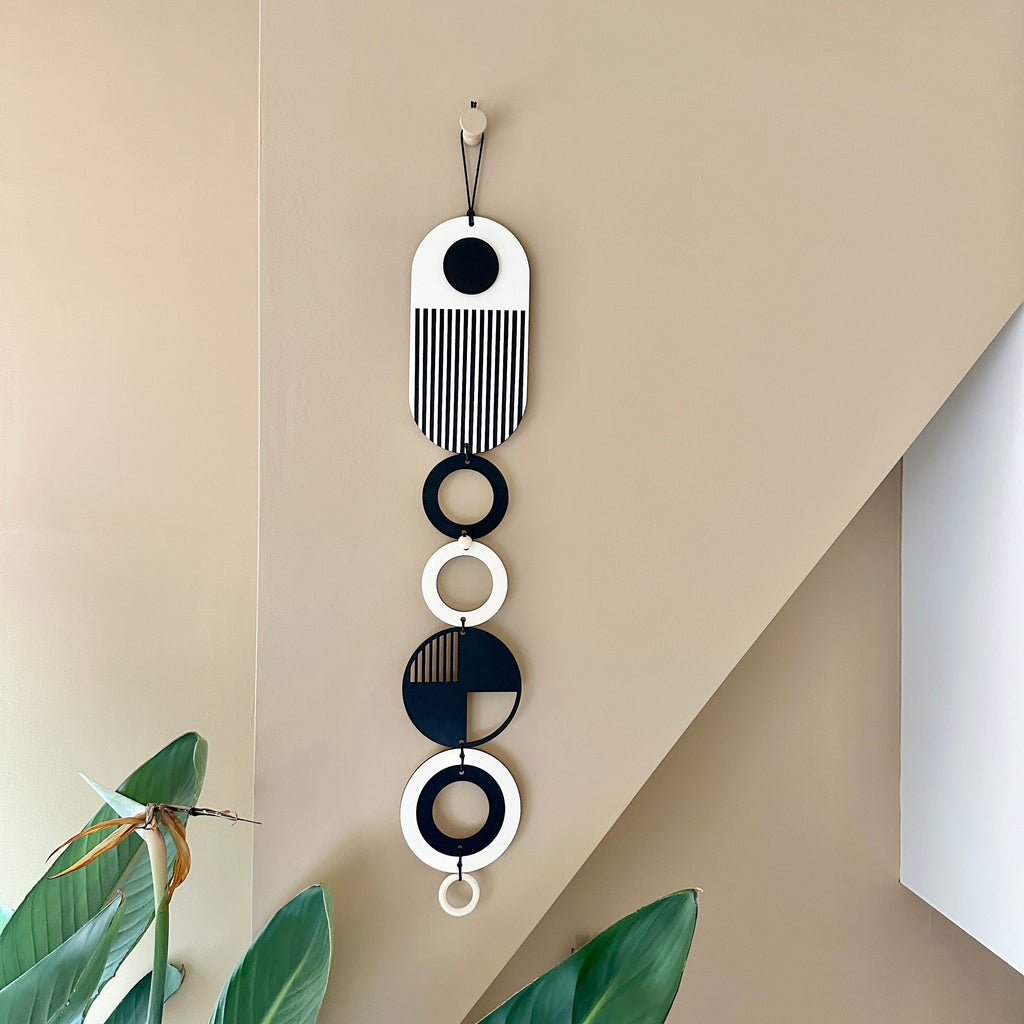 Black Monochrome Geometric Wall Art Hanging