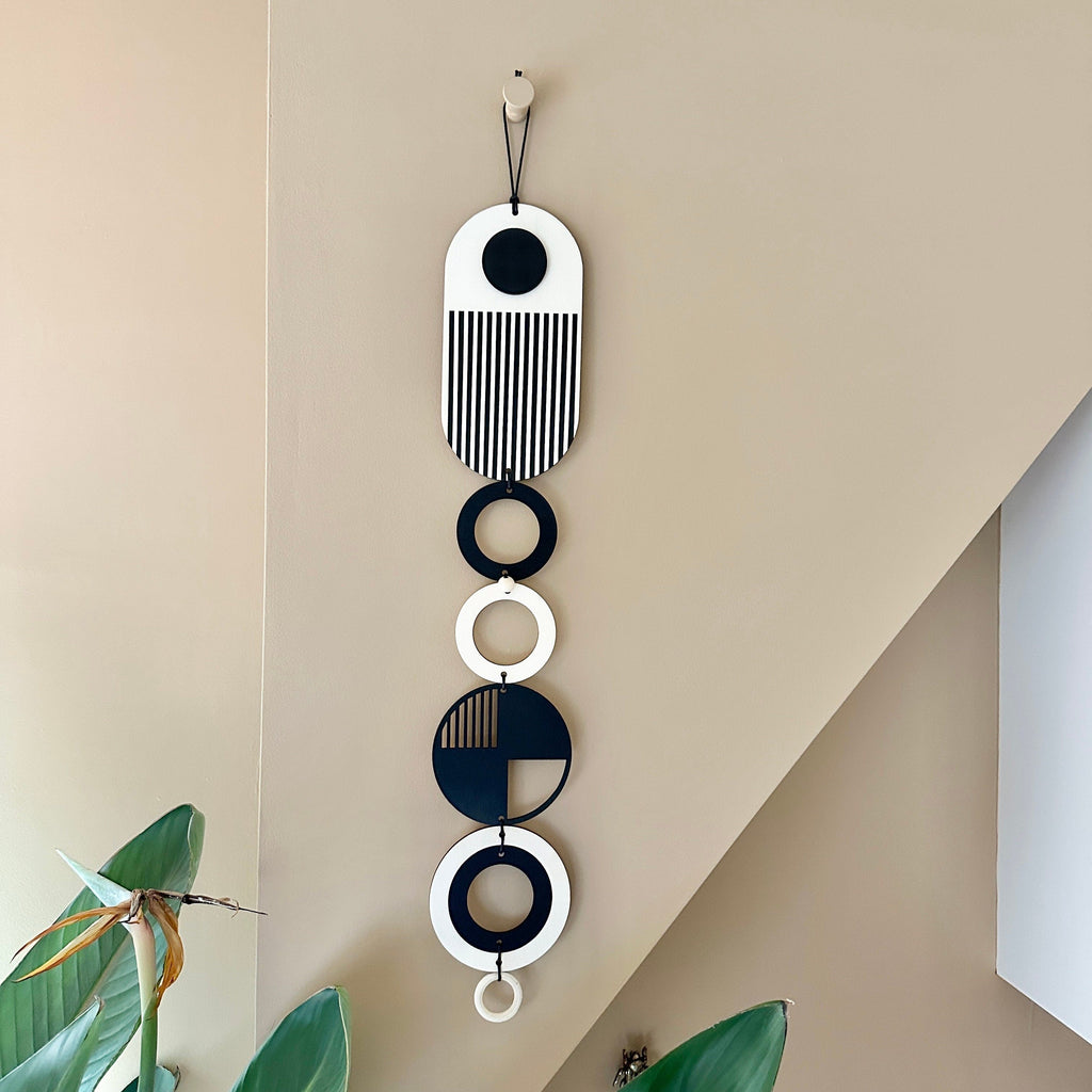 Black Monochrome Geometric Wall Art Hanging