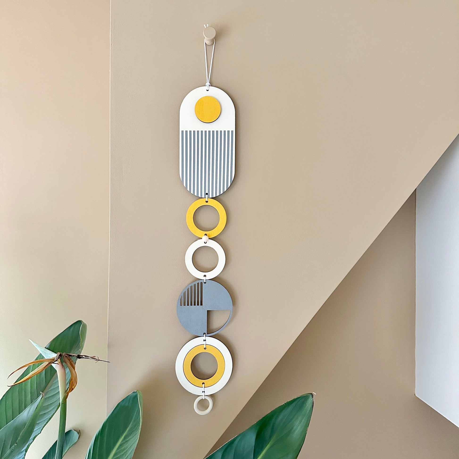 Ochre Yellow and Grey Modern Wall Hanging