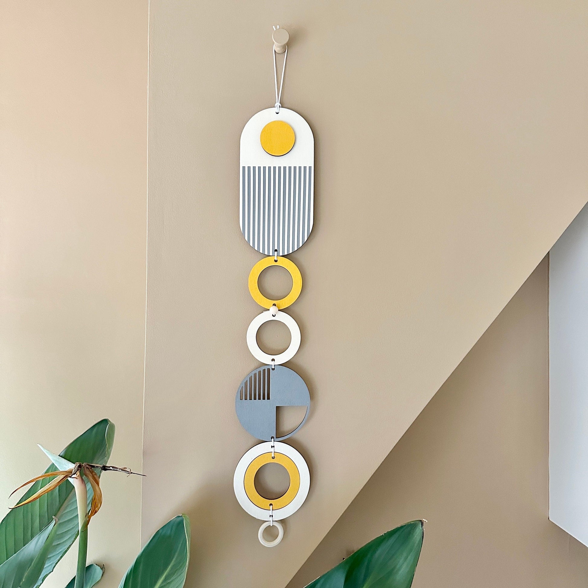 Ochre Yellow and Grey Modern Wall Hanging