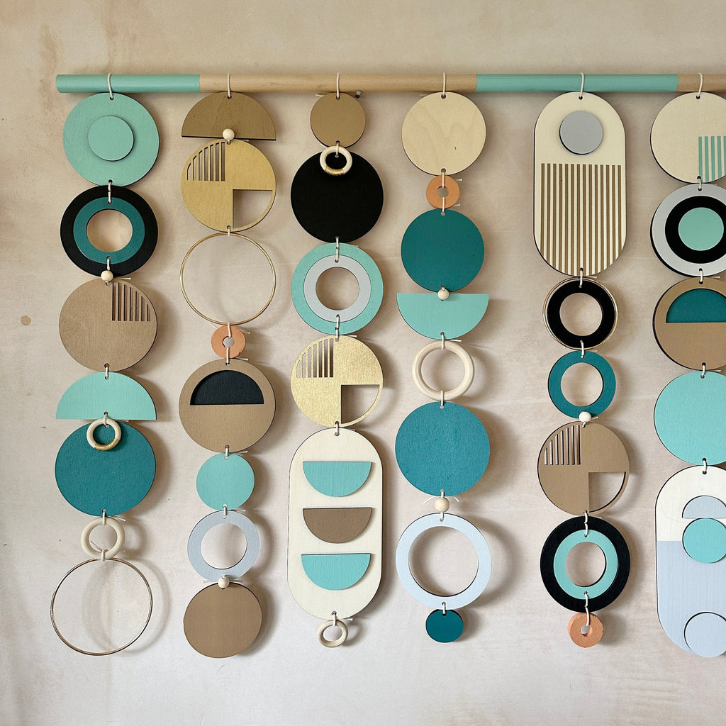 Beachy Modern Geometric Wall Art in Wood and Natural Tones