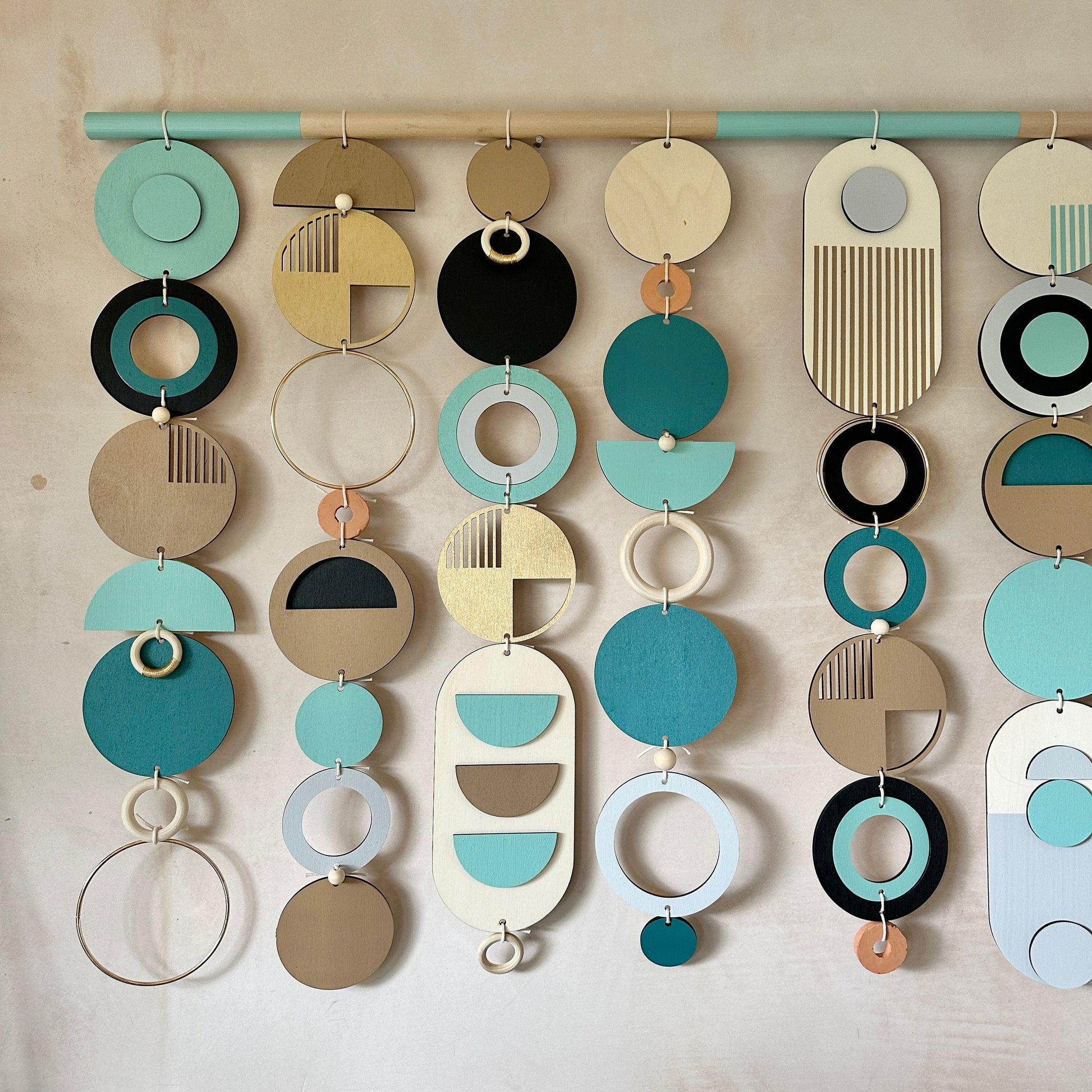 Beachy Modern Geometric Wall Art in Wood and Natural Tones