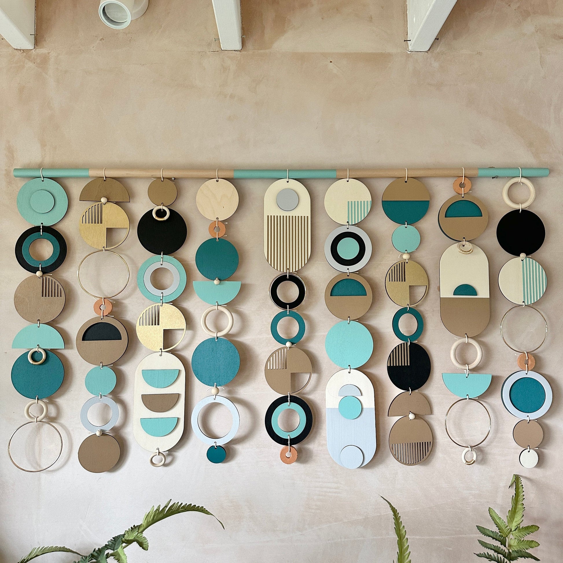 Beachy Modern Geometric Wall Art in Wood and Natural Tones