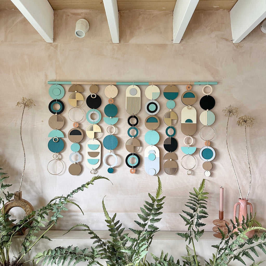 Beachy Modern Geometric Wall Art in Wood and Natural Tones