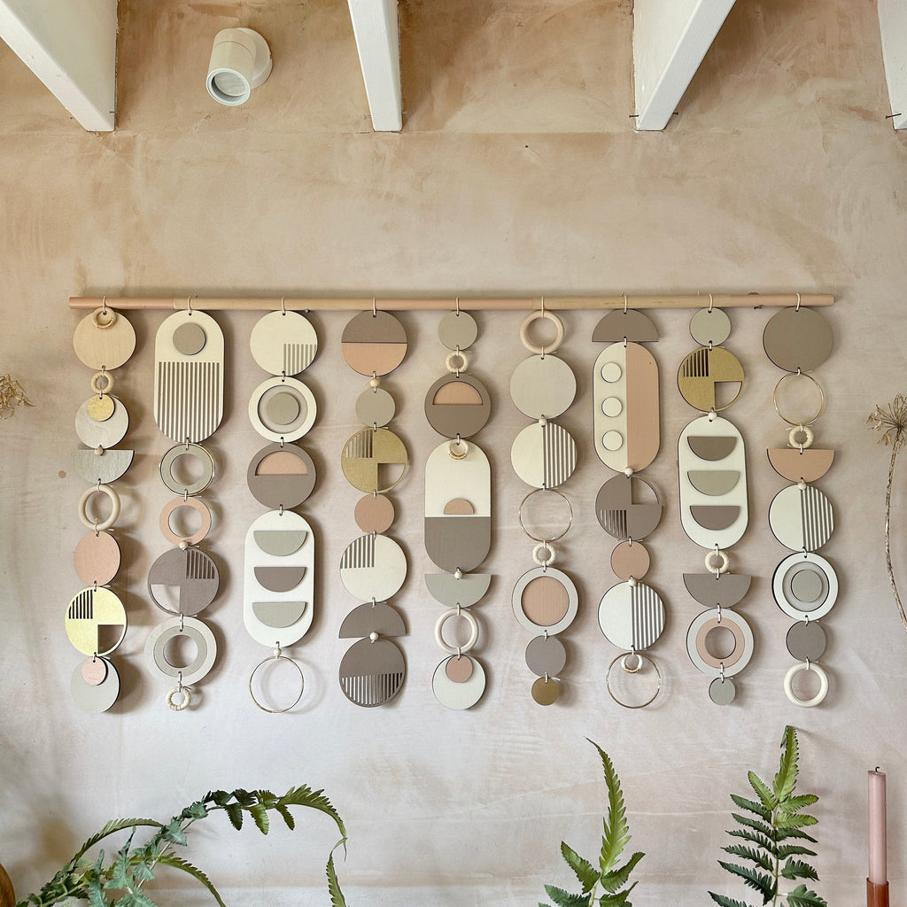 Large Geometric Wall Art in Blush Pink and Grey