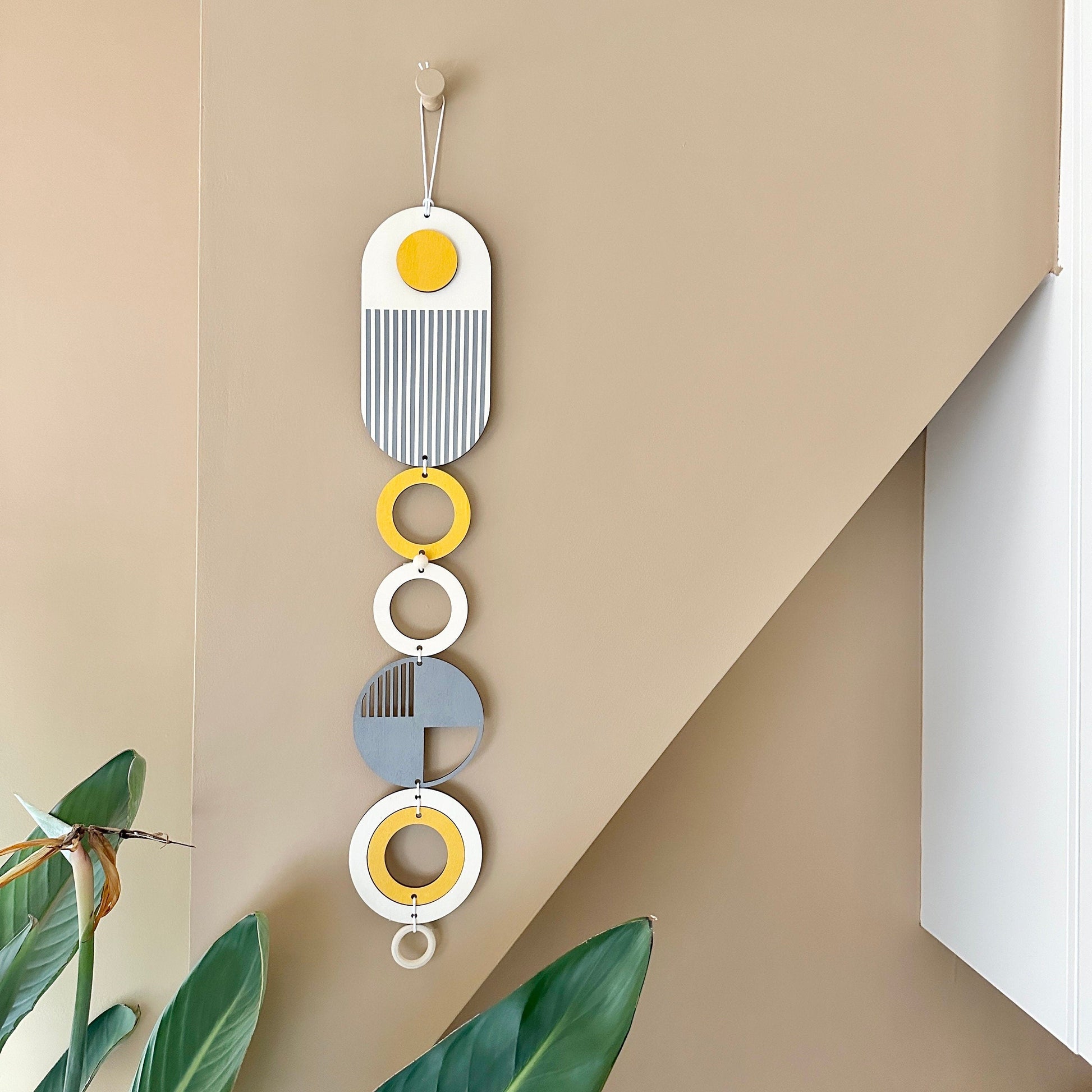 Ochre Yellow and Grey Modern Wall Hanging