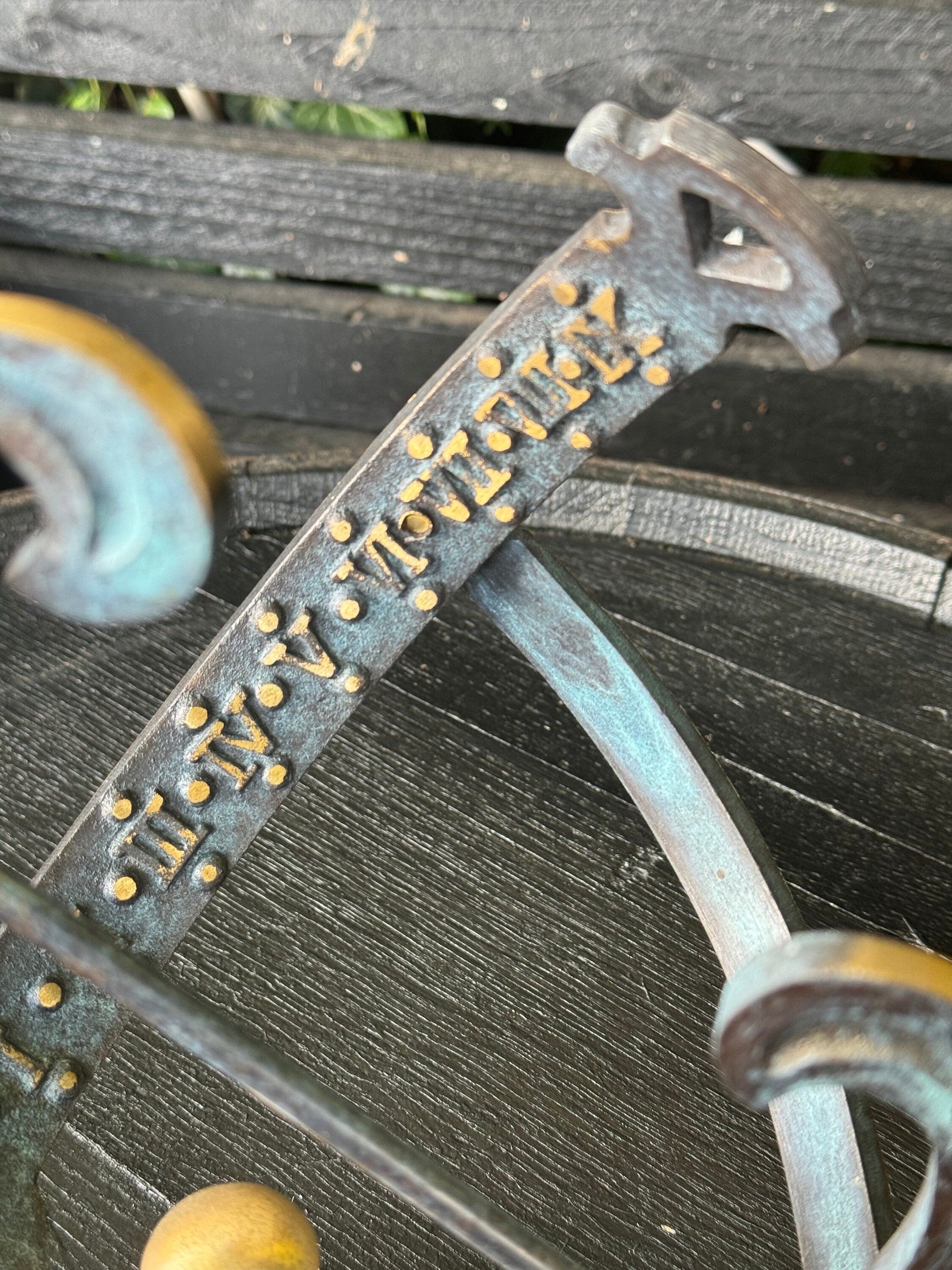 Brass Armillary Sphere Sundial with Verdigris Patina