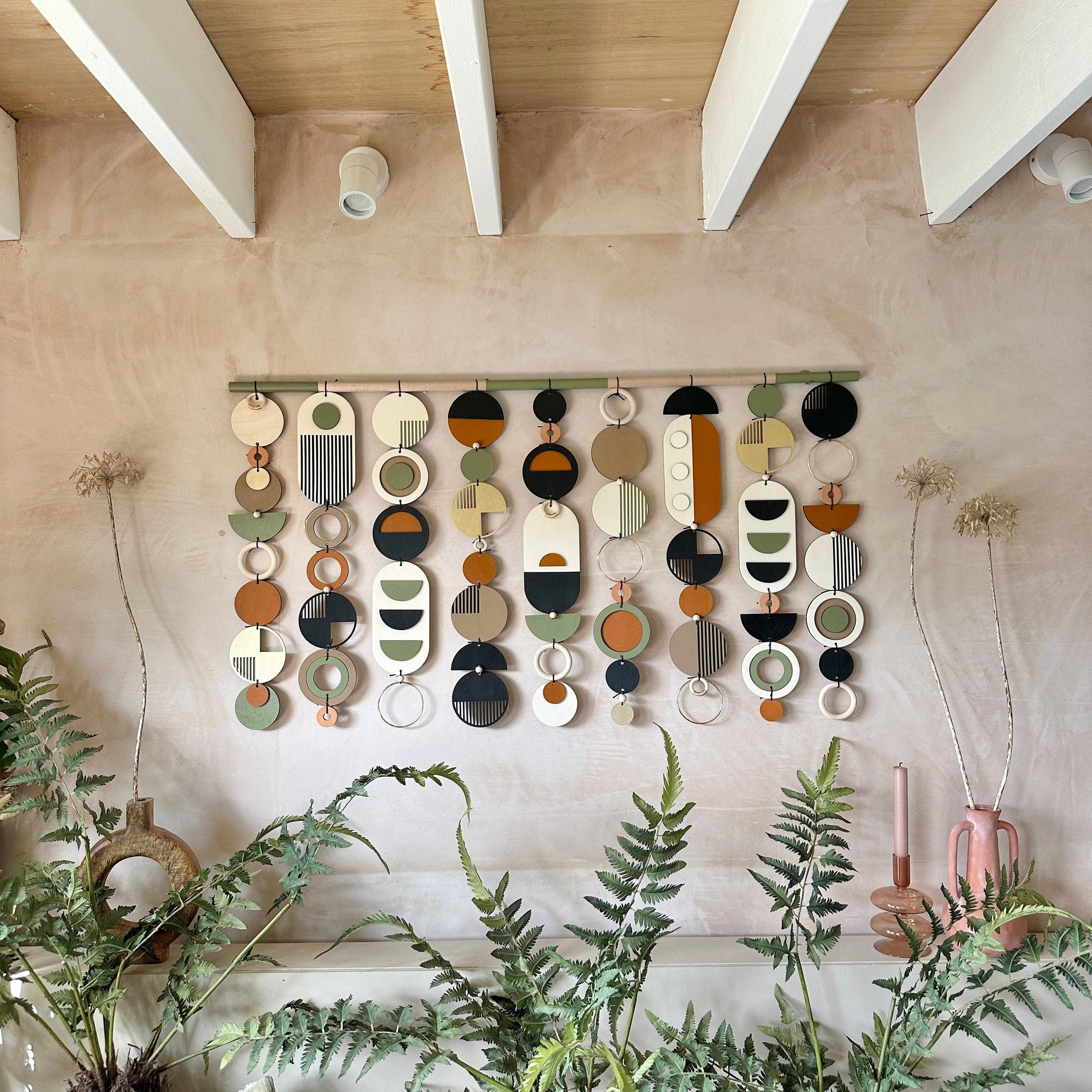 Large Geometric Wall Art Handmade Wooden Tapestry