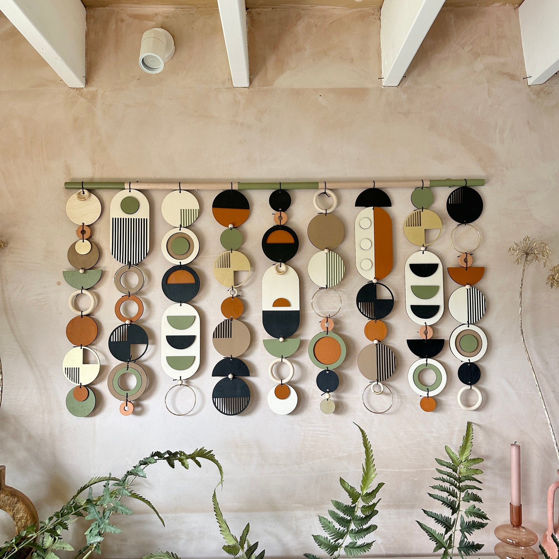 Large Geometric Wall Art Handmade Wooden Tapestry