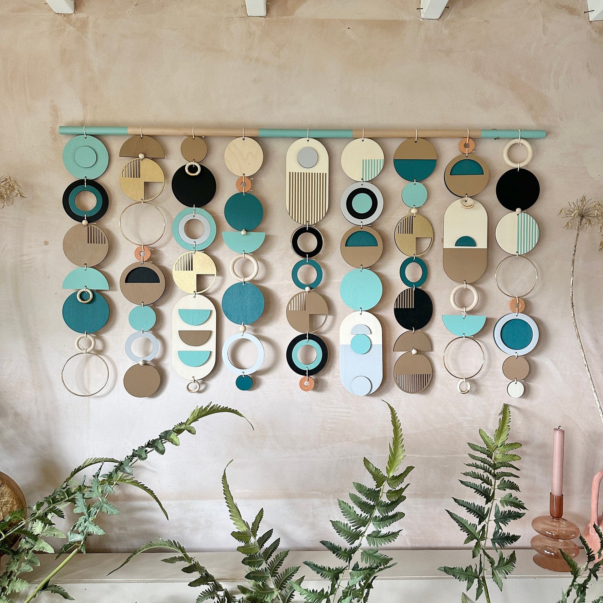 Beachy Modern Geometric Wall Art in Wood and Natural Tones