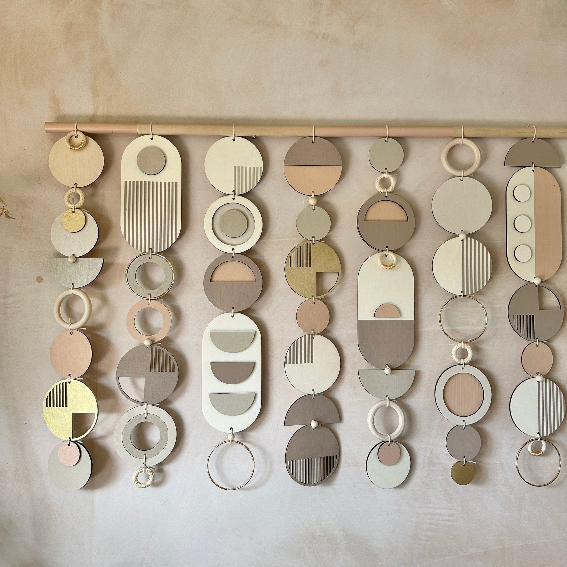 Large Geometric Wall Art in Blush Pink and Grey