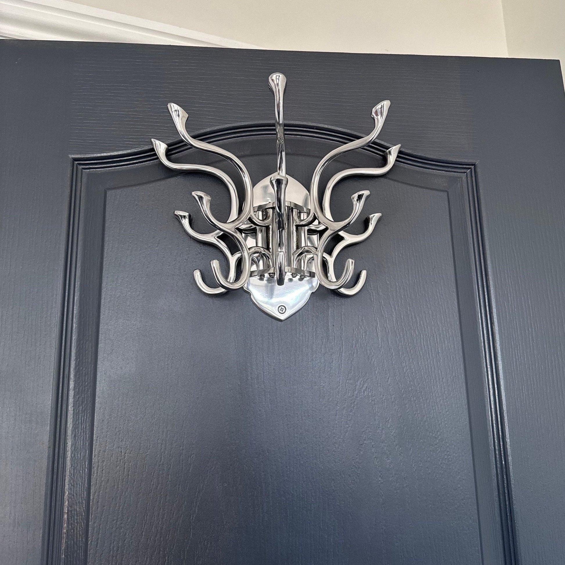 Polished Chrome Swivel Coat Rack with 5 Hooks Vintage Art Deco Style