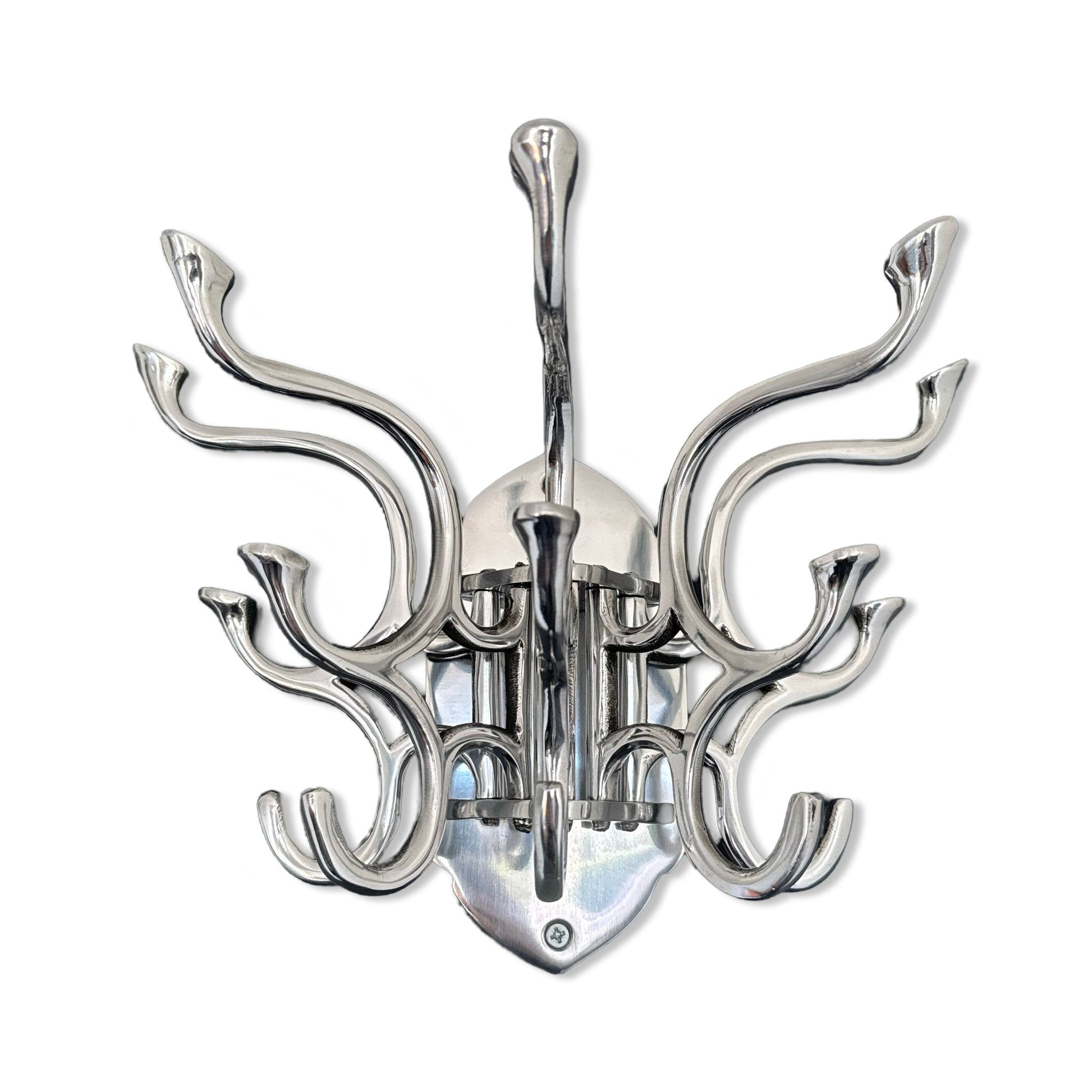 Polished Chrome Swivel Coat Rack with 5 Hooks Vintage Art Deco Style