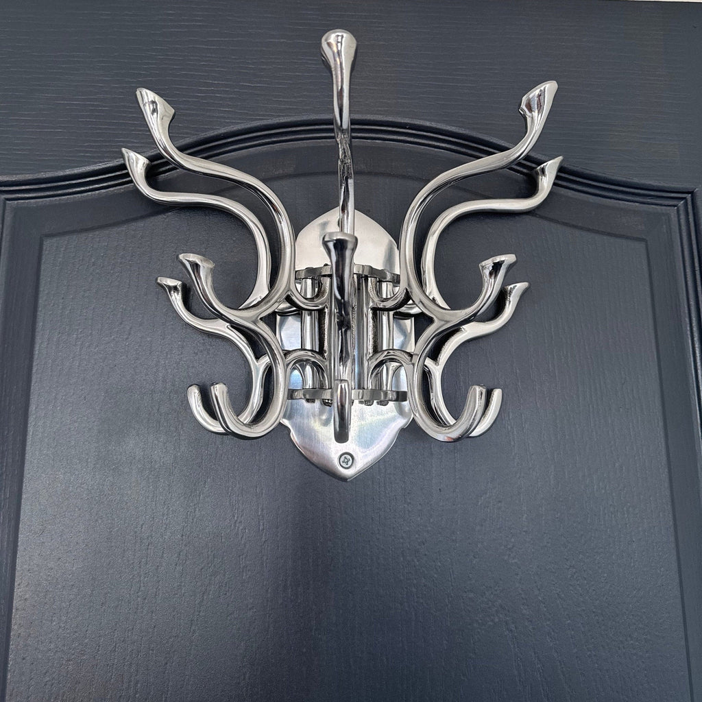 Polished Chrome Swivel Coat Rack with 5 Hooks Vintage Art Deco Style