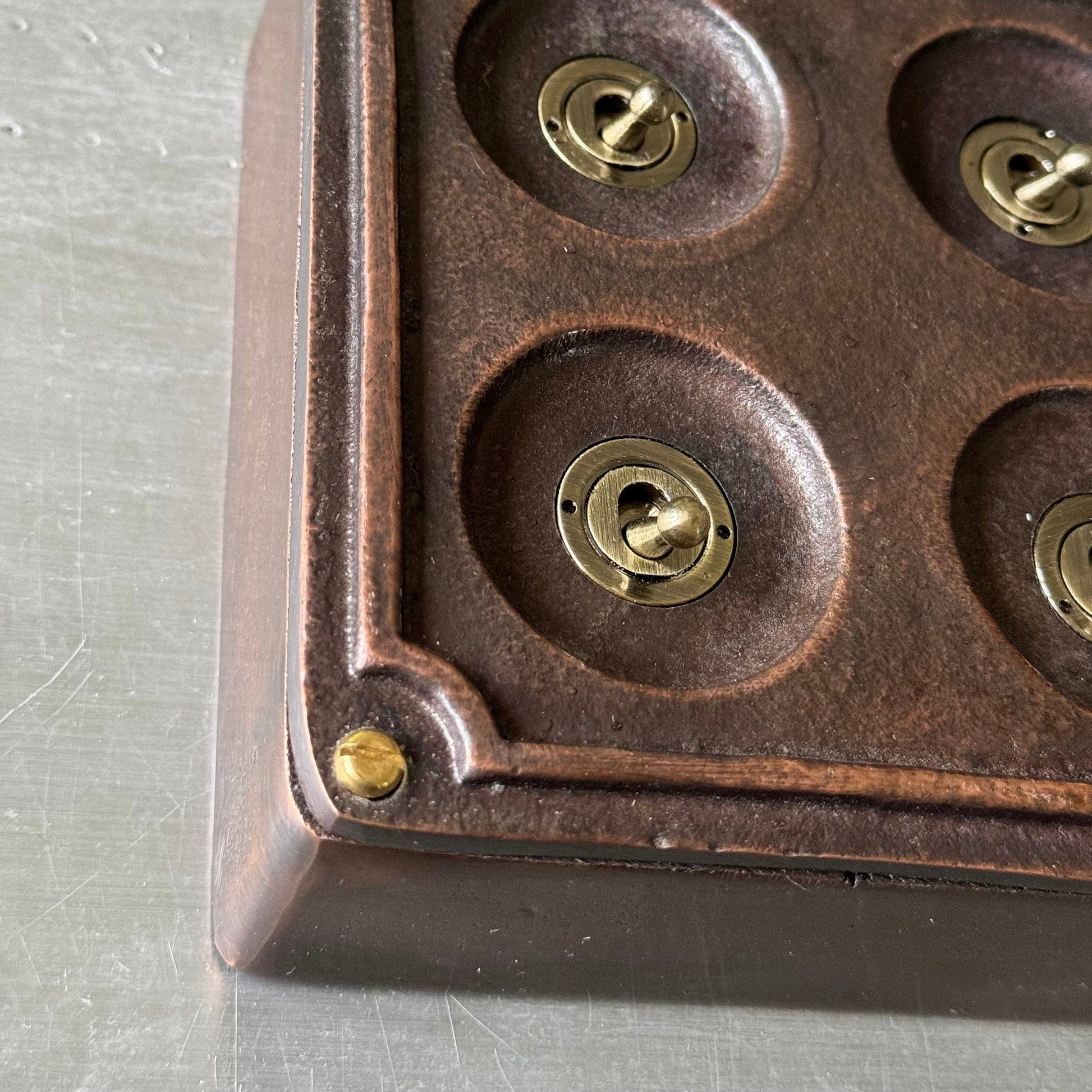 4 Gang 2 Way Antique Copper Metal Surface Light Switch Industrial Vintage