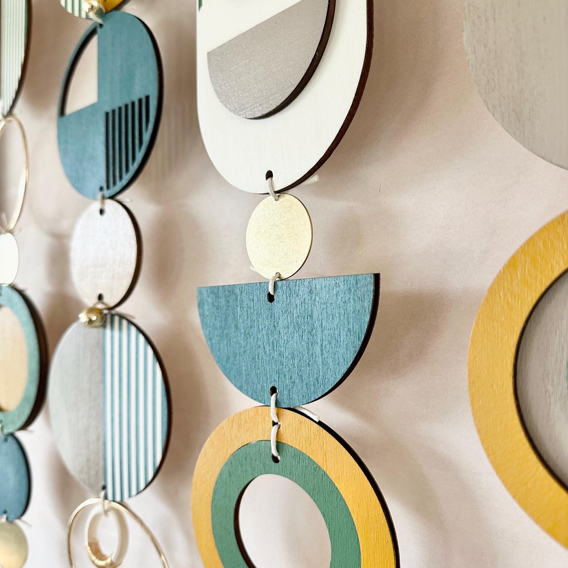 Large Geometric Wood Wall Art for Bedroom and Living Room