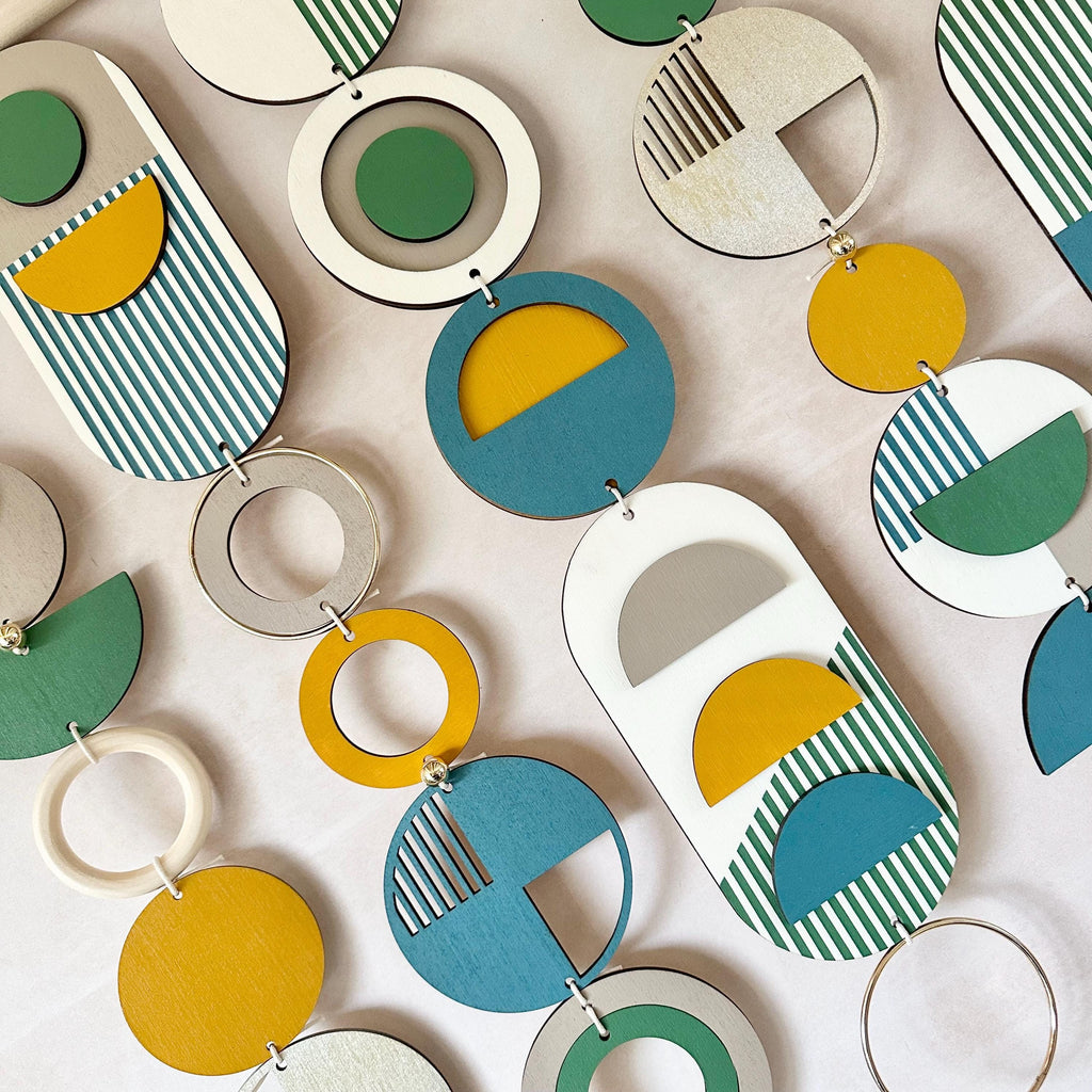 Large Geometric Wood Wall Art for Bedroom and Living Room