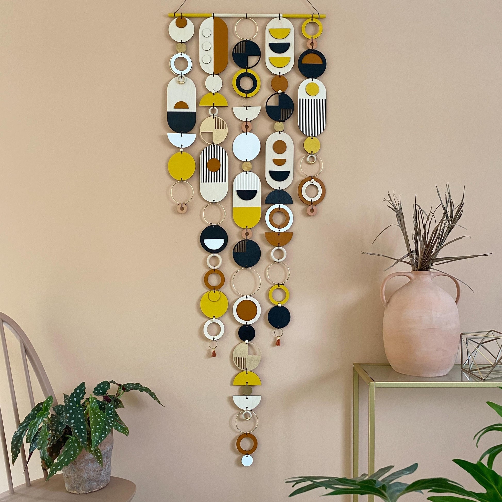 Narrow Abstract Wall Art in Gold and Earth Tones