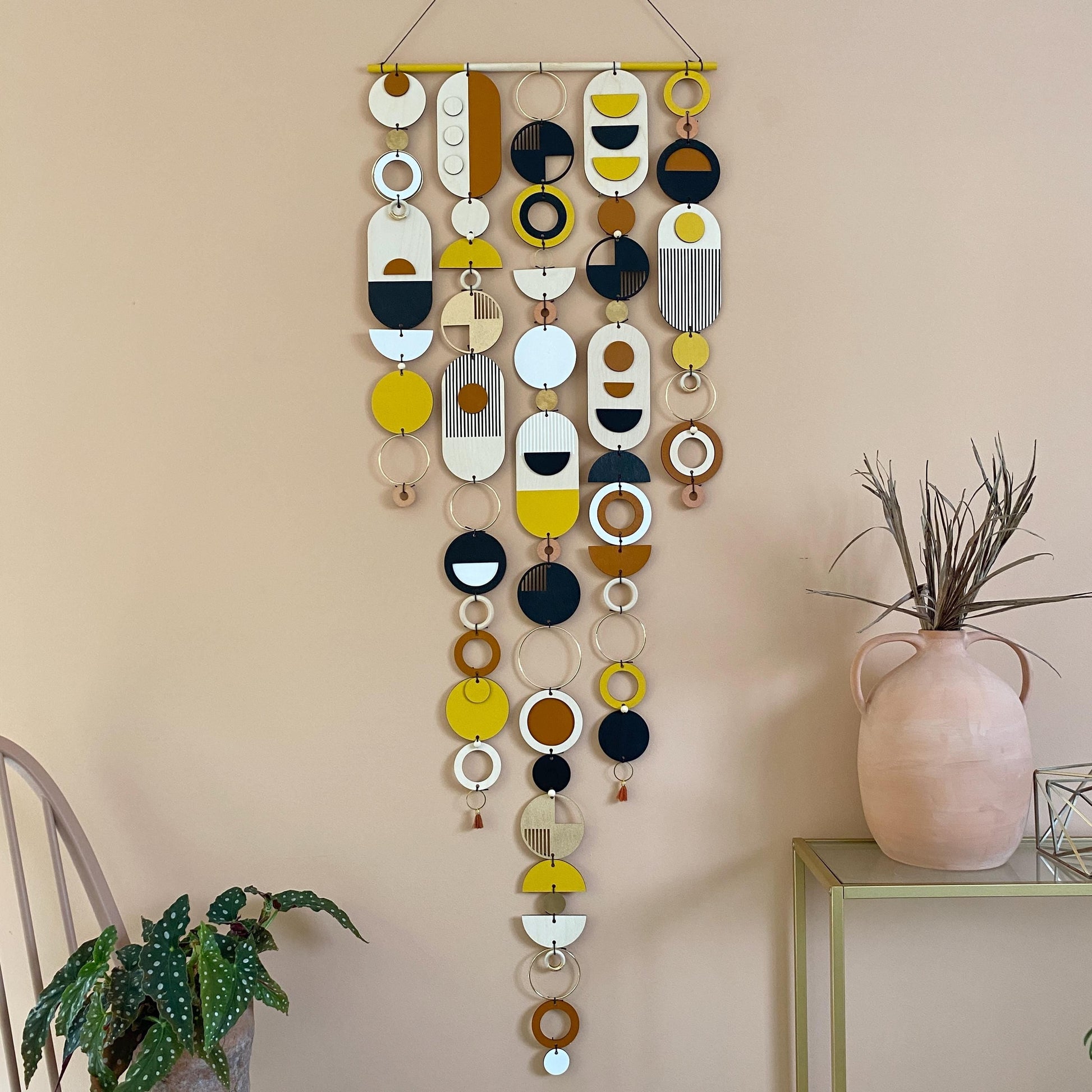 Narrow Abstract Wall Art in Gold and Earth Tones