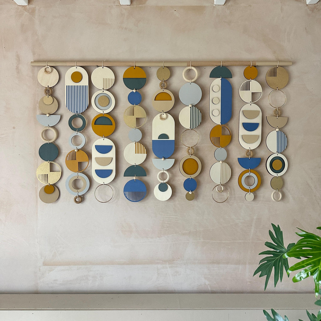 Large Abstract Wood Wall Hanging Modern Geometric Art