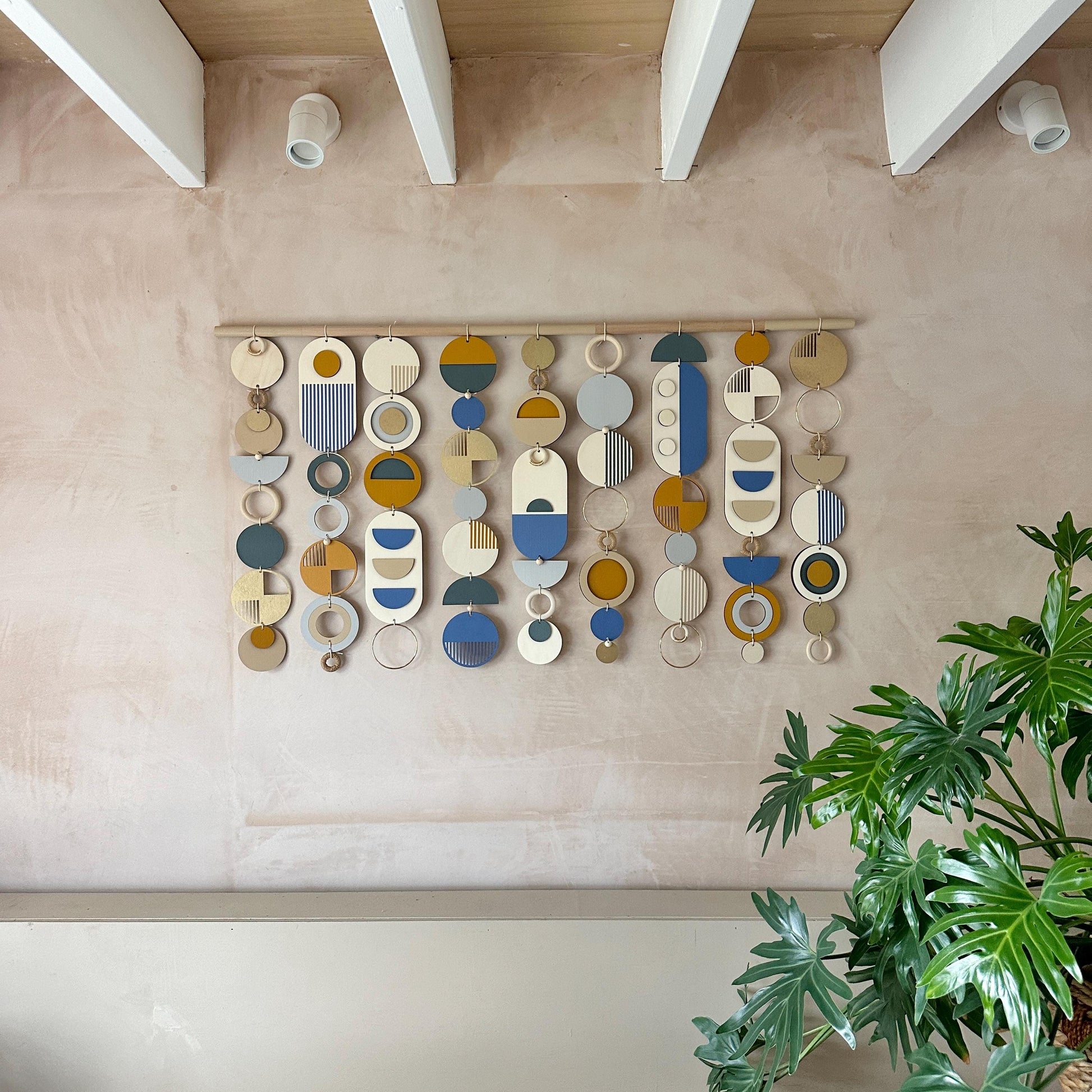 Large Abstract Wood Wall Hanging Modern Geometric Art