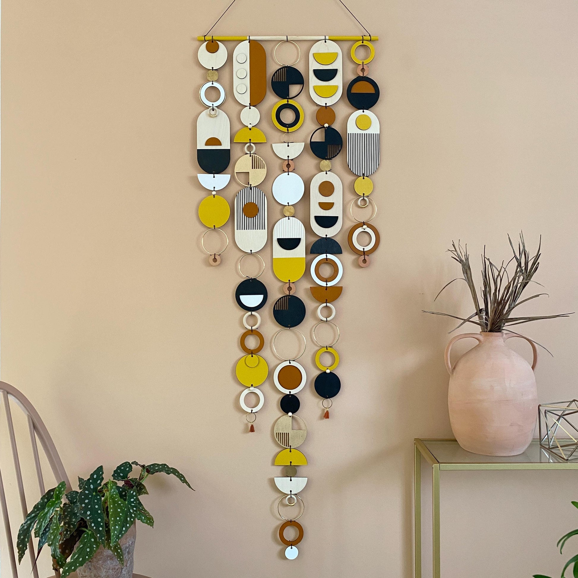 Narrow Abstract Wall Art in Gold and Earth Tones