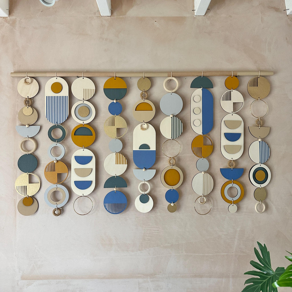 Large Abstract Wood Wall Hanging Modern Geometric Art