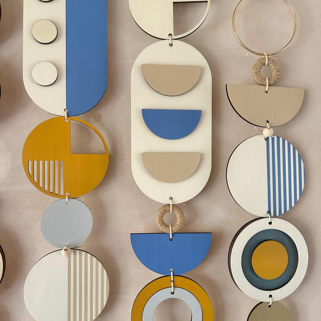 Large Abstract Wood Wall Hanging Modern Geometric Art