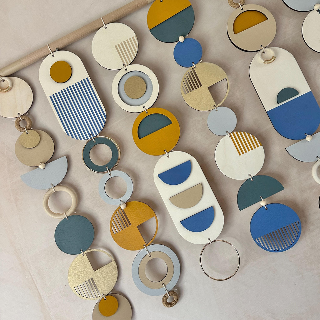 Large Abstract Wood Wall Hanging Modern Geometric Art